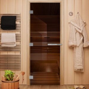 Дверь для бани стеклянная бронза «ЭТАЛОН»