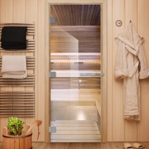 Дверь для бани стеклянная прозрачная «ЭТАЛОН»